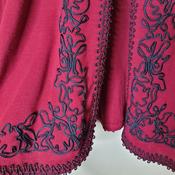 NWT Nina Leonard 1X Jacket Dress Set Maroon 2-Piece QVC A18032 Soutache - Picture 7 of 13